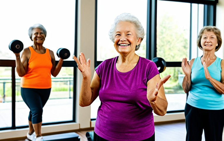 A Healthy Lifestyle**
"A diverse group of senior citizens participating in a light exercise class in a bright, modern community center. They are fully clothed in comfortable workout attire, smiling and engaged in the activity. Background includes exercise equipment and large windows with natural light. Safe for work, appropriate content, fully clothed, modest, family-friendly, perfect anatomy, correct proportions, natural pose, well-formed hands, proper finger count, natural body proportions, professional photography, high quality."
**