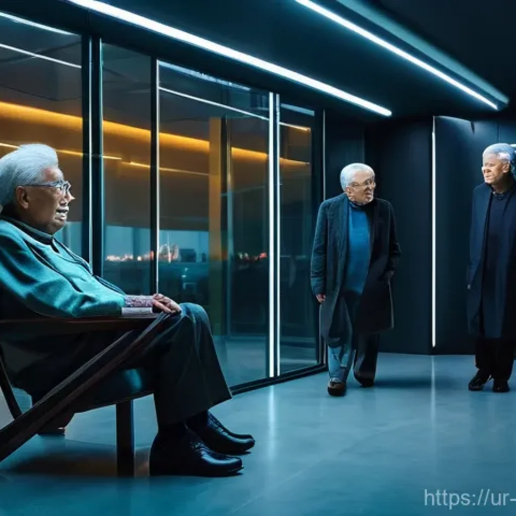 장수 연구의 윤리적 쟁점 - **Prompt:** "A powerful visual depicting a stark contrast between two groups of elderly people in a ...