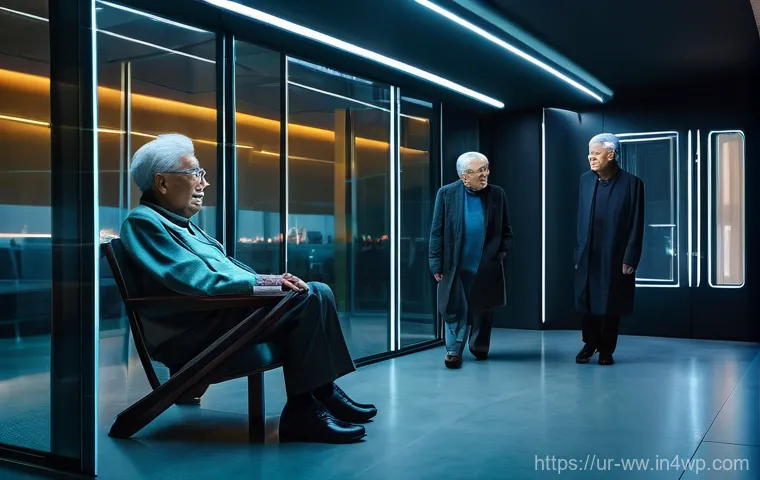 장수 연구의 윤리적 쟁점 - **Prompt:** "A powerful visual depicting a stark contrast between two groups of elderly people in a ...
