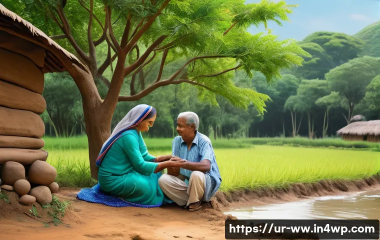 장수와 관련된 지속 가능한 개발 목표 - **Prompt:** A serene and vibrant scene depicting a multi-generational South Asian family in a lush g...