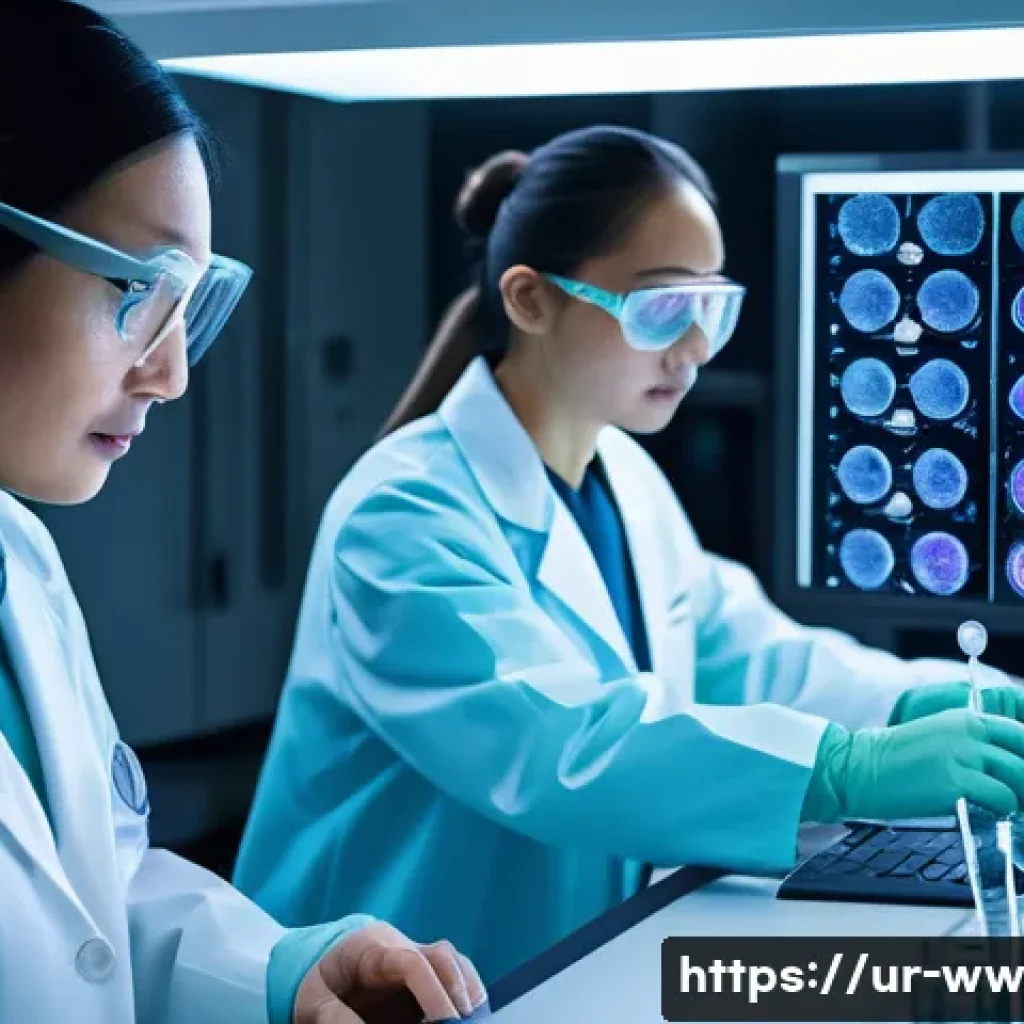 장수 연구의 국제적 협력 사례 - A detailed scientific laboratory scene showcasing international researchers from the USA, Japan, and...