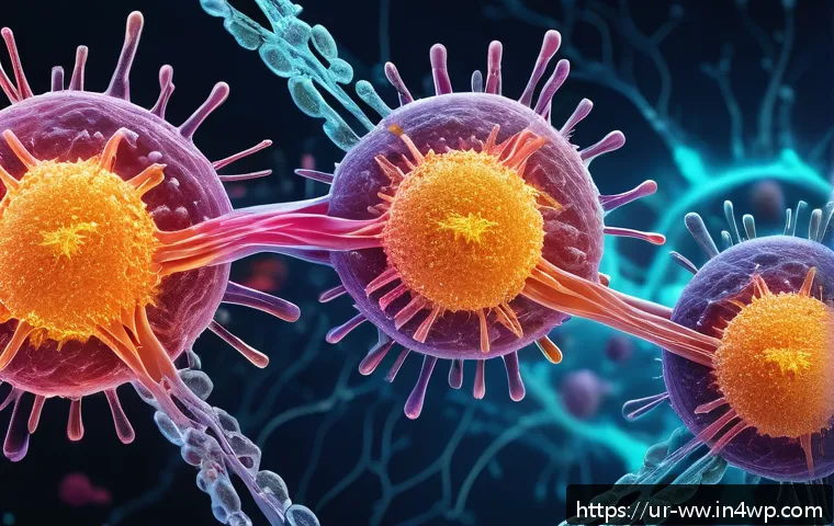 장수 연구에서의 생명 과학적 접근 - A detailed scientific illustration of cellular aging at the microscopic level, showing healthy human...
