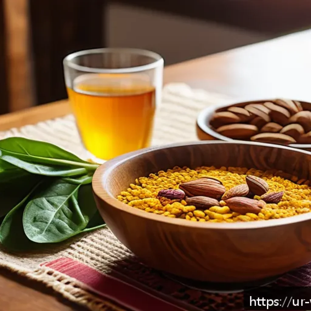 장수할 수 있는 주요 식품 리스트 - A vibrant and detailed still life scene featuring a traditional South Asian breakfast table with a w...