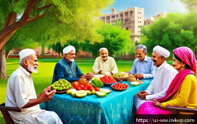 장수 연구에서의 데이터 분석 기법 - A detailed digital art illustration of a diverse group of elderly Urdu-speaking people in traditiona...