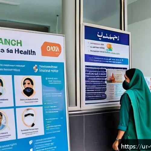 Home 17 장수와 관련된 정책 제안 - A vibrant community health clinic scene in a semi-urban area of Pakistan, showing diverse men, women...